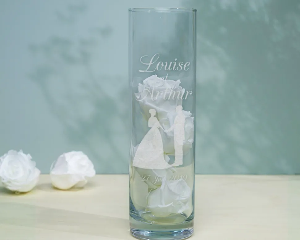 Vase personnalisé cylindrique - Mariage