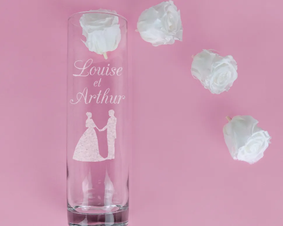 Vase personnalisé cylindrique - Mariage