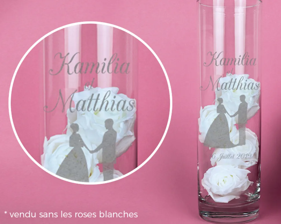 Vase personnalisé cylindrique - Mariage
