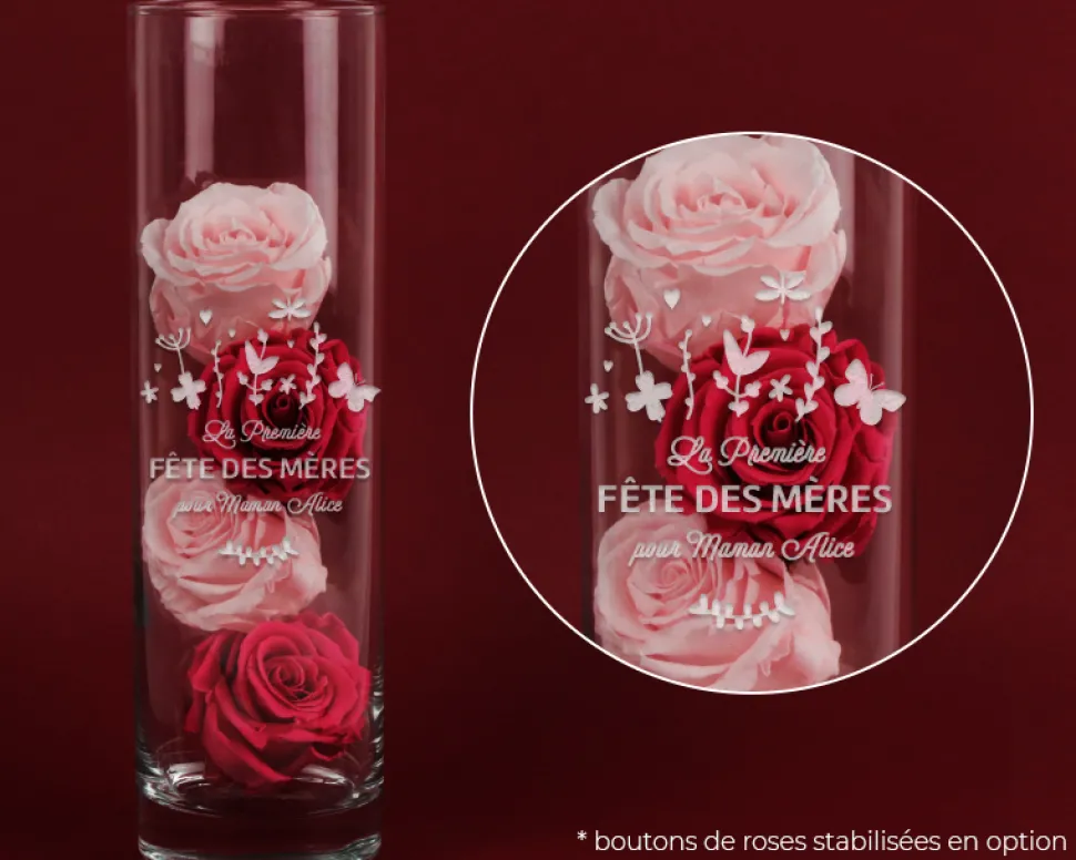 Vase personnalisé cylindrique - Première Fête des Mères