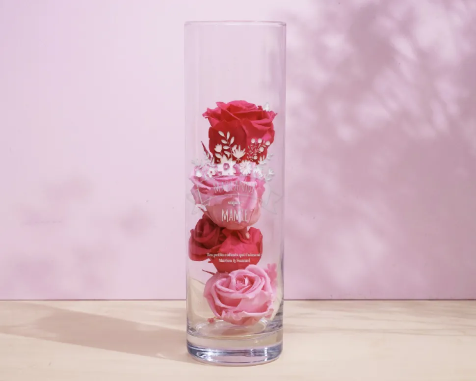 Vase personnalisé cylindrique - Mamie Fleurie