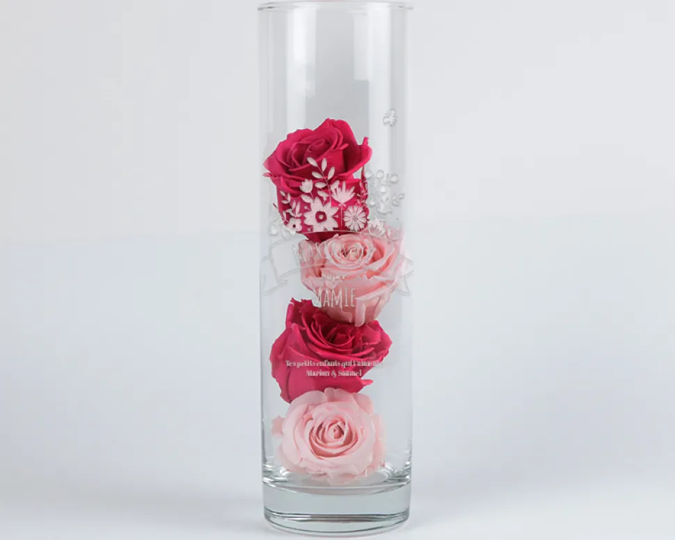 Vase personnalisé cylindrique - Mamie Fleurie