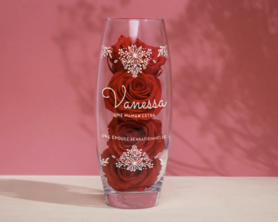 Vase personnalisé ovale - Fleurs