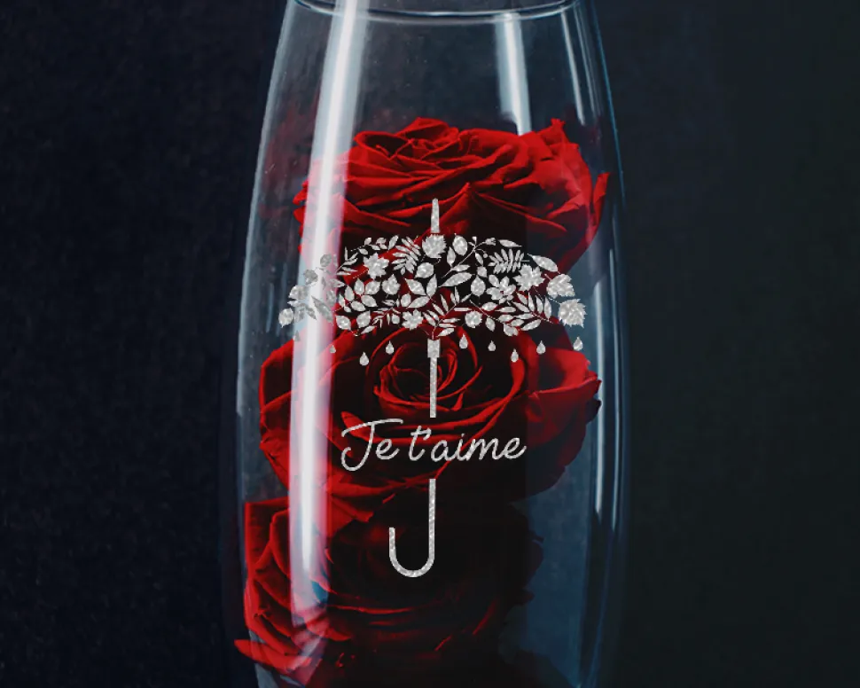 Vase personnalisé ovale - Je t'aime