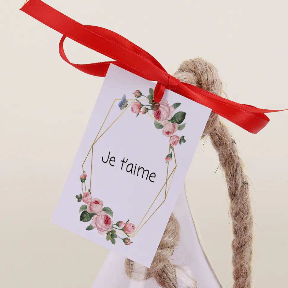 Vase suspendu avec roses éternelles - Message personnalisé