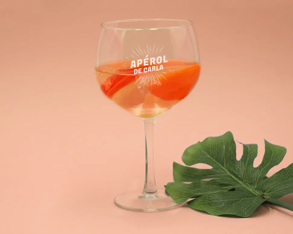Verre à Aperol Spritz personnalisé et bouteille de Spritz prêt à servir