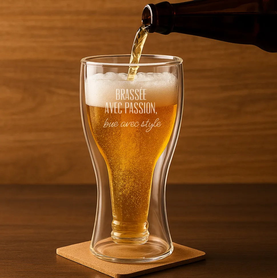 Verre à bière bouteille personnalisé - Message