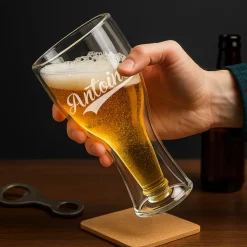Verre à bière bouteille personnalisé - Prénom signature