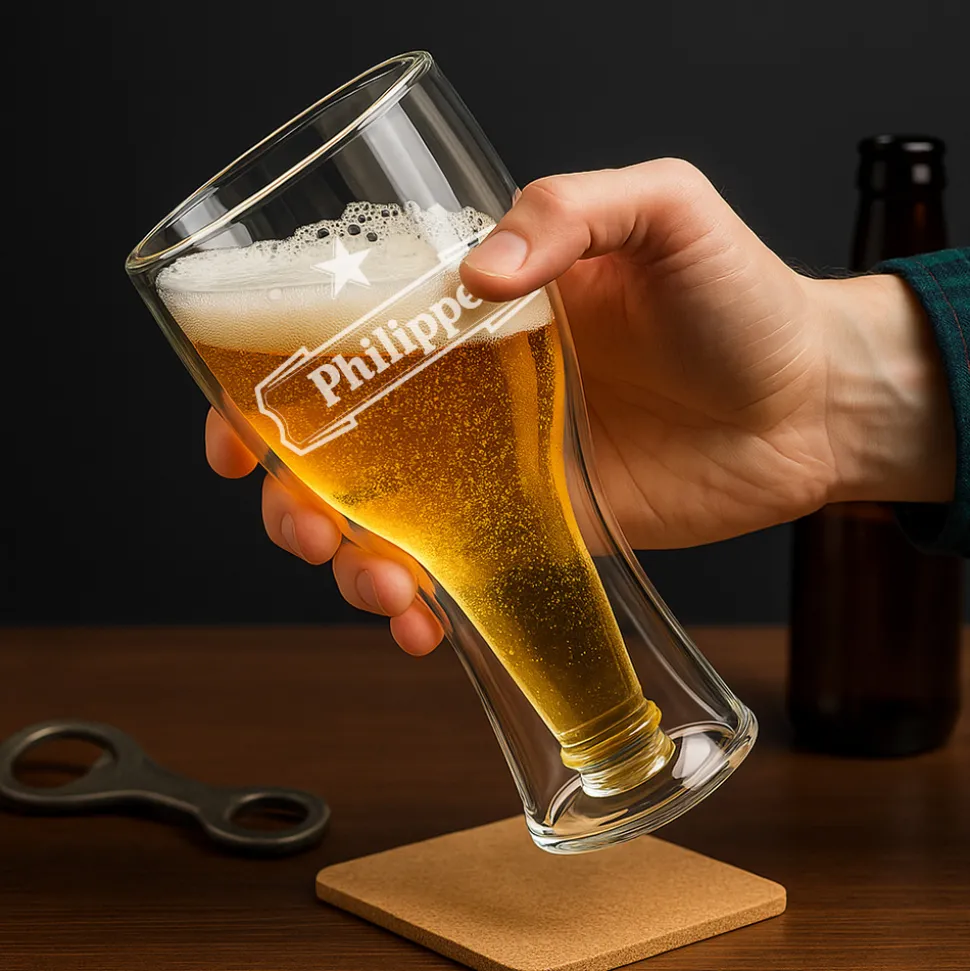Verre à bière bouteille personnalisé - Prénom