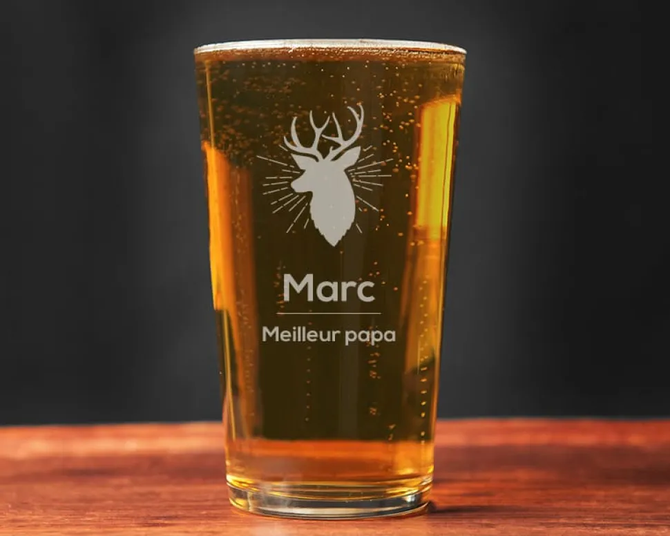 Verre à bière personnalisé prénom- Cerf