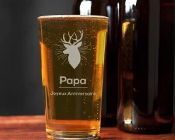 Verre à bière personnalisé prénom- Cerf