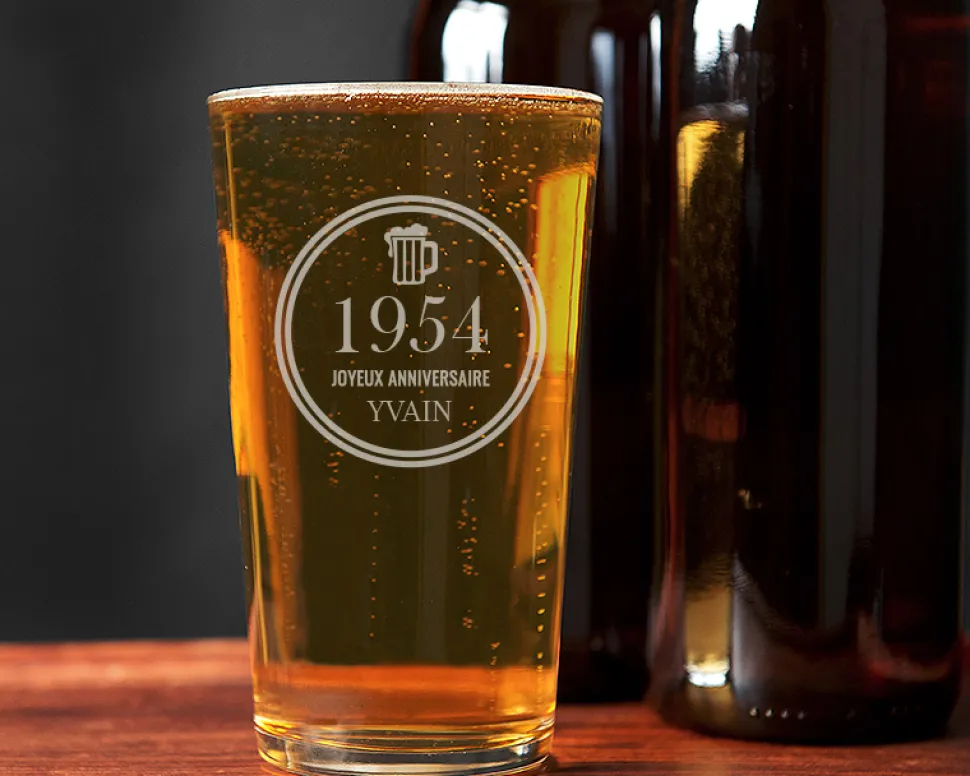 Verre à bière personnalisé anniversaire - Année de naissance