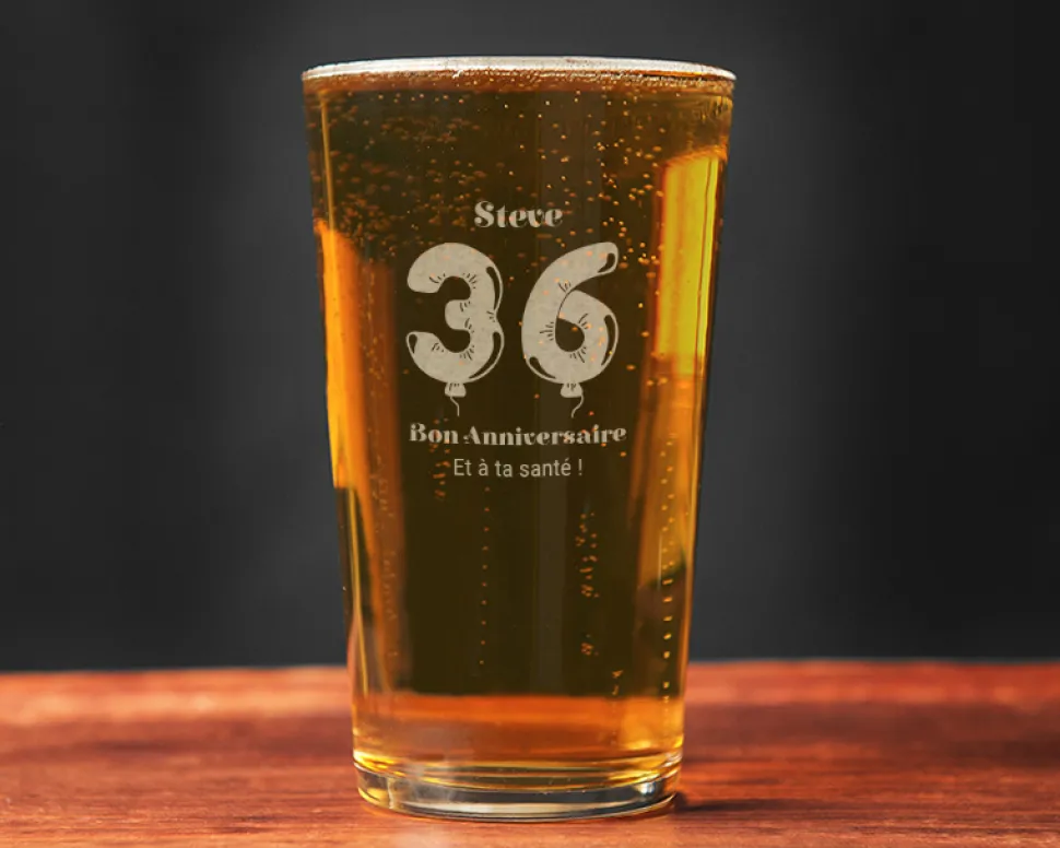 Verre à bière personnalisé anniversaire - Ballons