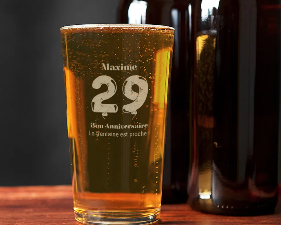 Verre à bière personnalisé anniversaire - Ballons