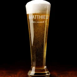 Verre à bière personnalisé flûte - Prénom et message
