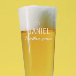 Verre à bière personnalisé flûte - Prénom et message