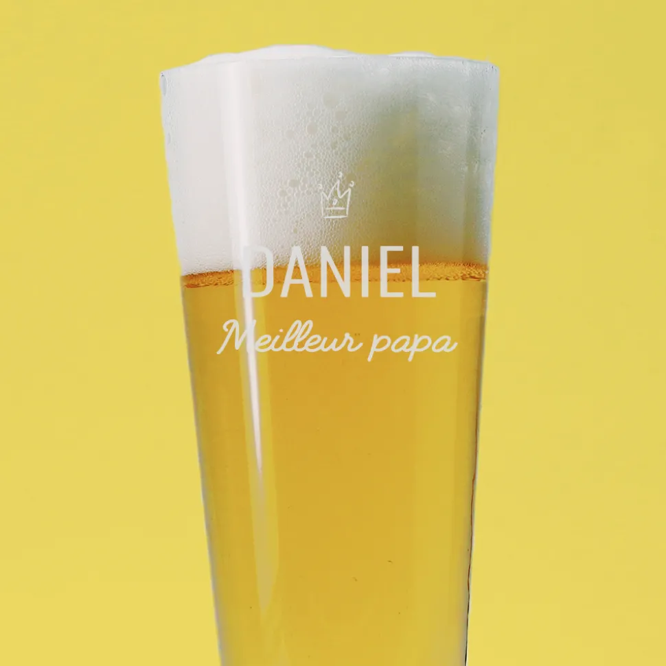 Verre à bière personnalisé flûte - Prénom et message