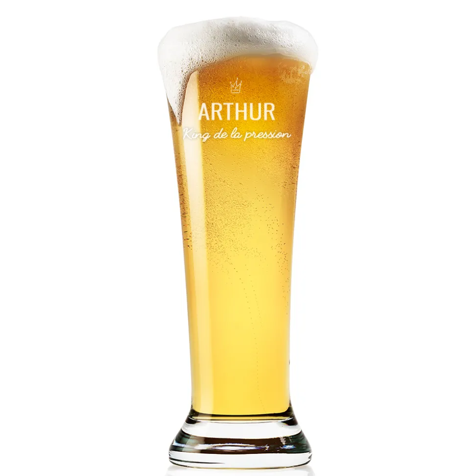Verre à bière personnalisé flûte - Prénom et message