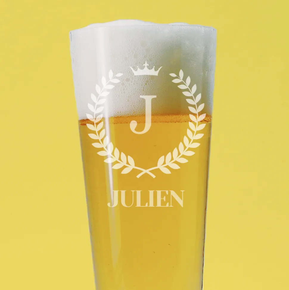Verre à bière personnalisé flûte - Lauriers
