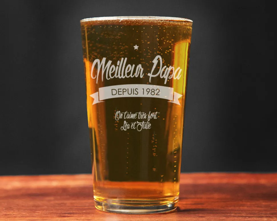 Verre à bière personnalisé message - Meilleur Papa