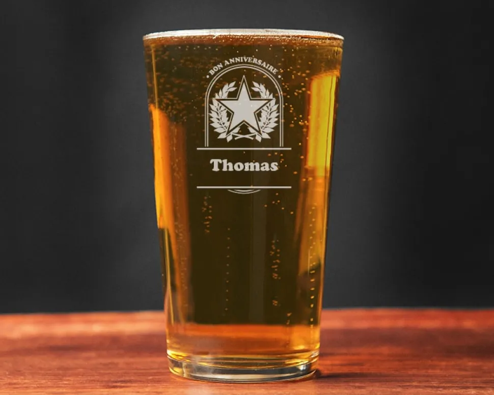 Verre à bière personnalisé prénom - Etoile