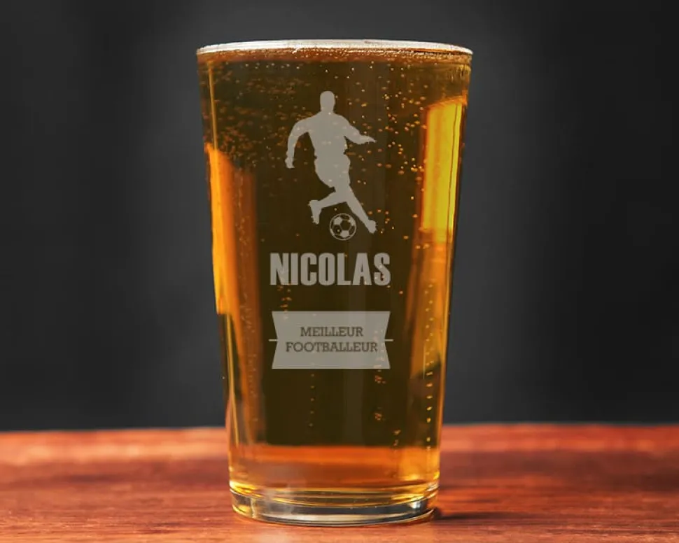 Verre à bière personnalisé prénom - Foot
