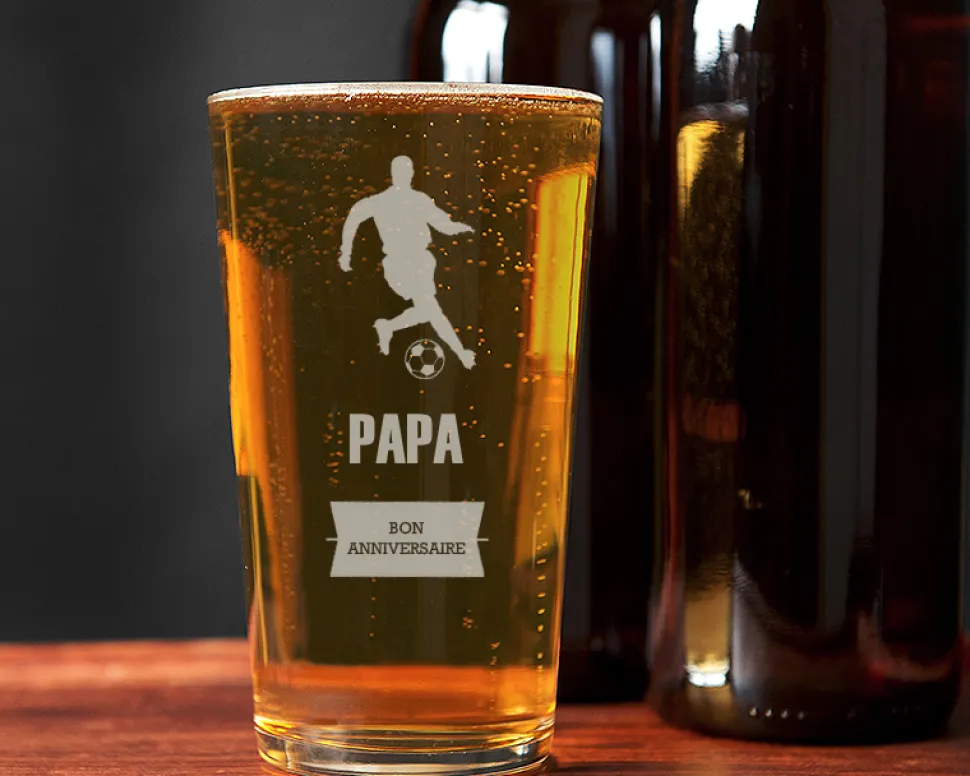 Verre à bière personnalisé prénom - Foot