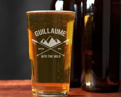 Verre à bière personnalisé prénom - Montagne