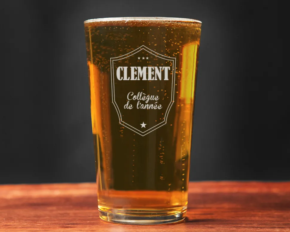 Verre à bière personnalisé prénom - Blason
