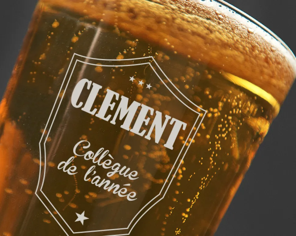 Verre à bière personnalisé prénom - Blason
