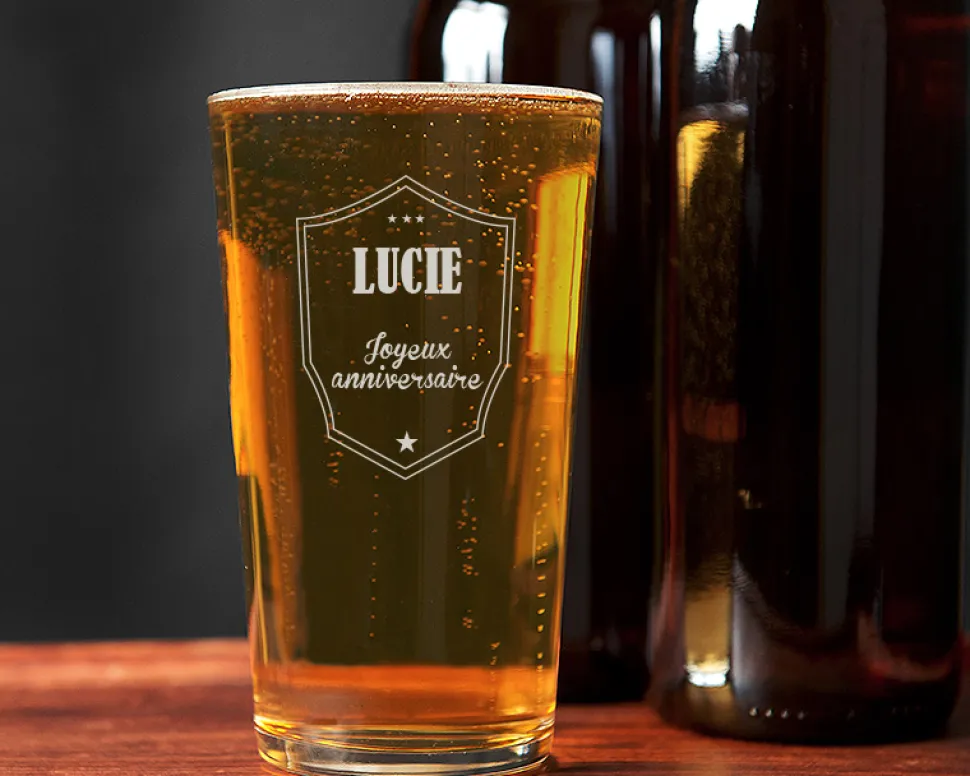 Verre à bière personnalisé prénom - Blason