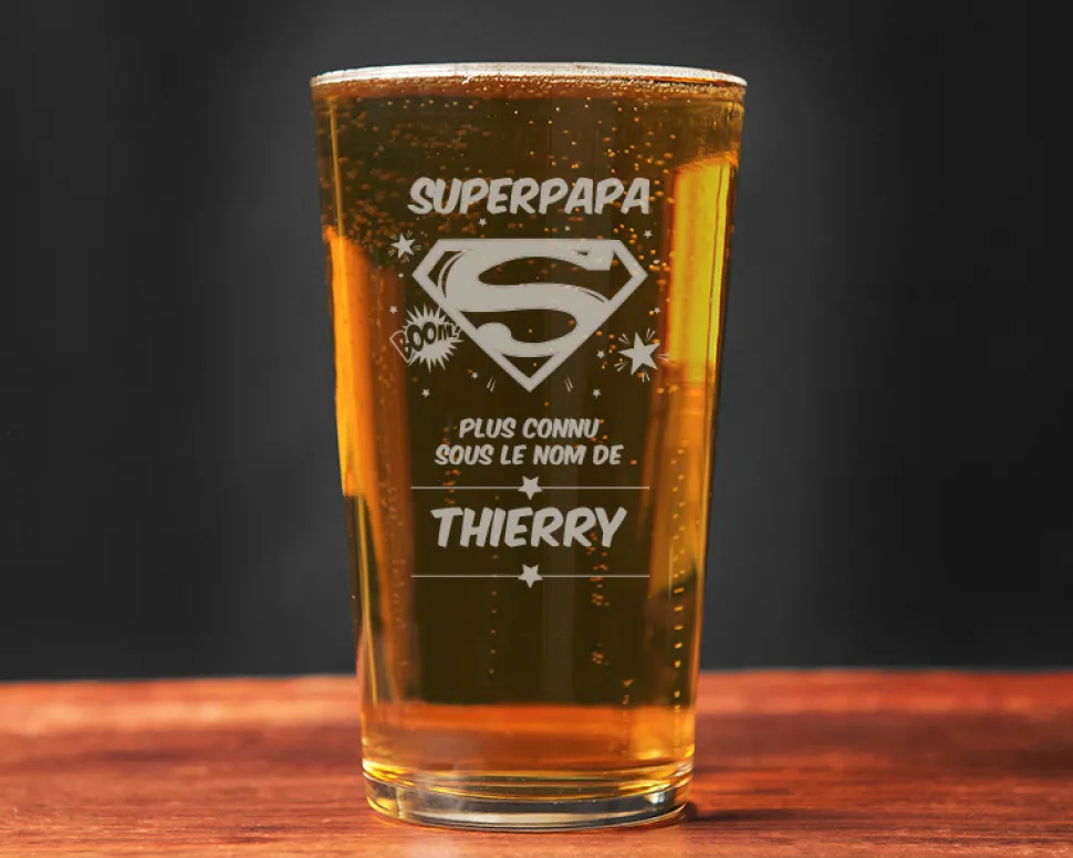 Verre à bière personnalisé pinte - Super Papa