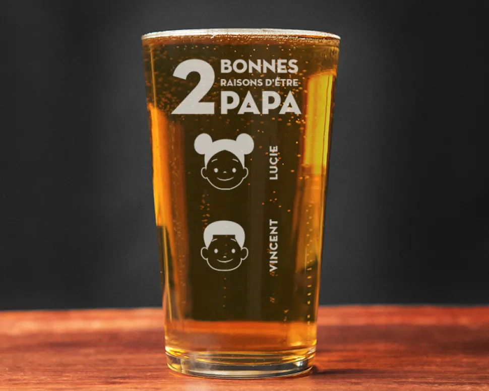 Verre à bière personnalisé papa - Family Circus