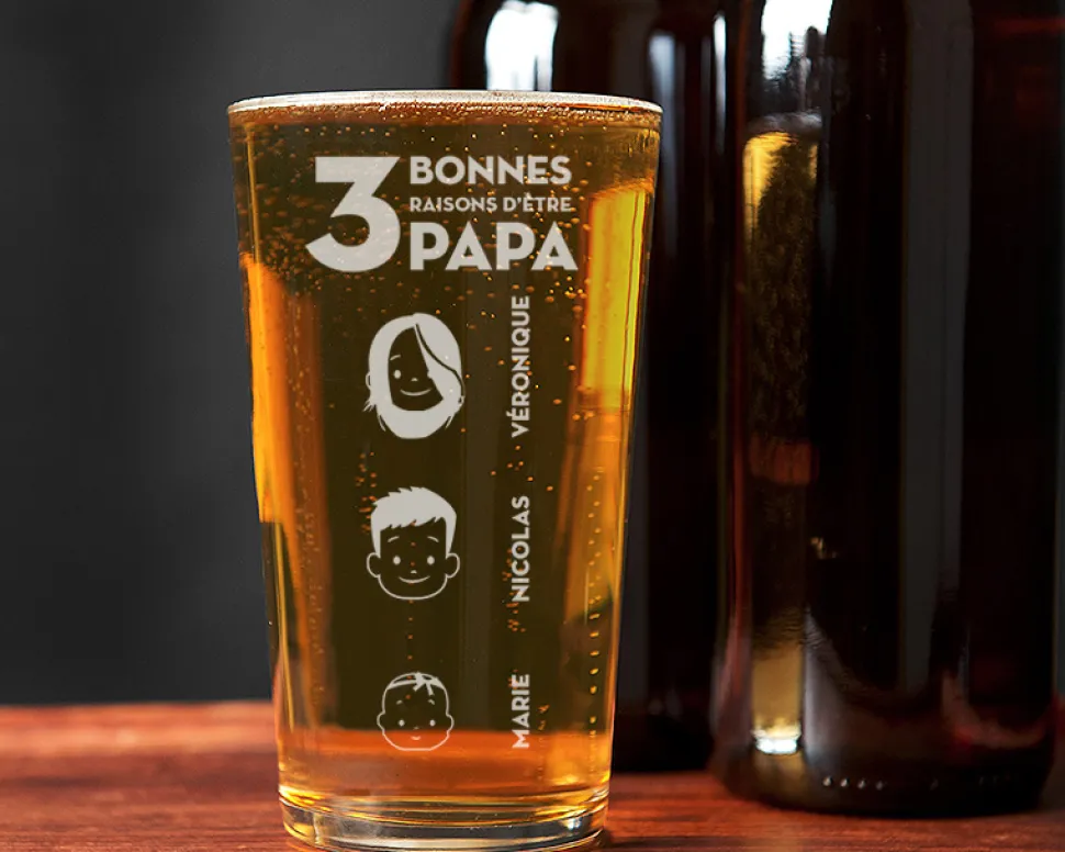 Verre à bière personnalisé papa - Family Circus