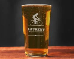 Verre à bière personnalisé prénom - Cyclisme