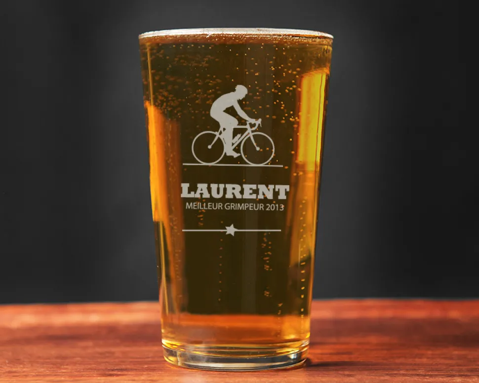 Verre à bière personnalisé prénom - Cyclisme