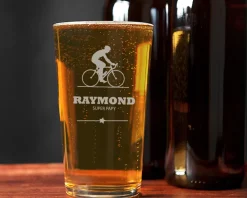 Verre à bière personnalisé prénom - Cyclisme