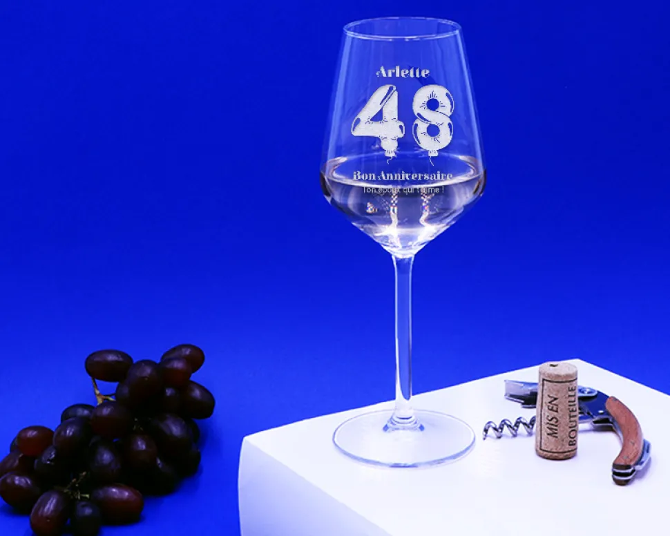 Verre à vin personnalisable anniversaire - Ballons
